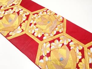 アンティーク 亀甲に花模様織り出し袋帯(着用可)